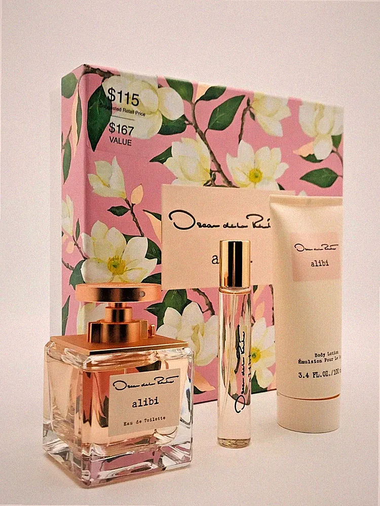 Oscar de la Renta Alibi 3pc Set Perfume edt Spray 3.4 oz Shower Gel Travel Spray