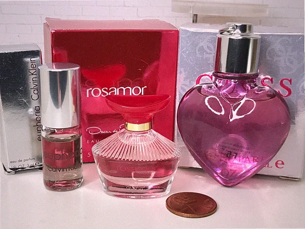 VTG Lot of 3 MINI Perfumes CK Euphoria, GUESS, Oscar de la Renta ROSAMOR NIB