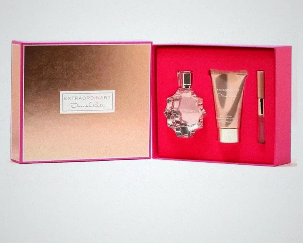 x3 Piece Extraordinary Oscar de la Renta EDP Perfume 3 oz+3.4 oz lotion +roller